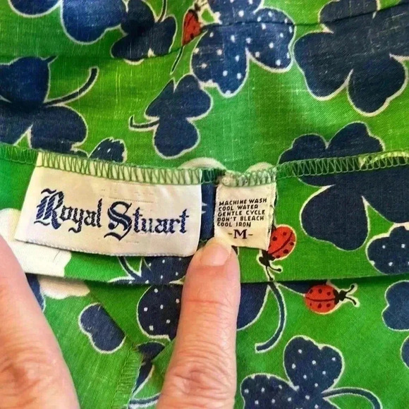 Royal Stuart | Vintage 70’s Midi Skirt w/Clovers & Ladybugs, Pin-tucked Stripes - Picture 7 of 8
